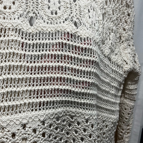 Lucky Brand Cream Open-Front Crochet Cardigan Cotton Cottagecore Cozy - Picture 8 of 8
